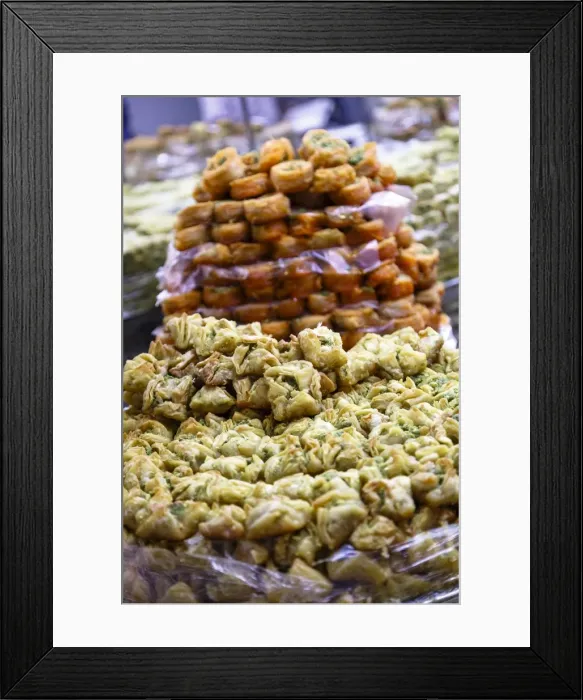 Framed Print : Baklava, an Arab sweet pastry at a shop in the Old City, Jerusalem, Israel, Middle East Framed Print : Baklava, an Arab sweet pastry at a shop in the Old City, Jerusalem, Israel, Middle East