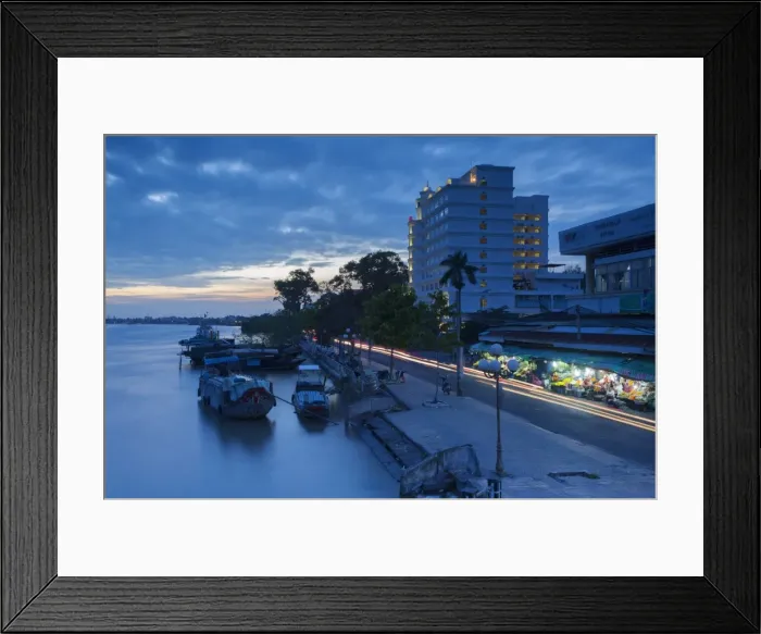 Framed Print : Boats on Ben Tre River at sunset, Ben Tre, Mekong Delta, Vietnam, Indochina, Southeast Asia Framed Print : Boats on Ben Tre River at sunset, Ben Tre, Mekong Delta, Vietnam, Indochina, Southeast Asia