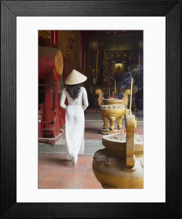 Framed Print : Woman wearing ao dai dress at Ha Chuong Hoi Quan Pagoda, Cholon, Ho Chi Minh City Framed Print : Woman wearing ao dai dress at Ha Chuong Hoi Quan Pagoda, Cholon, Ho Chi Minh City