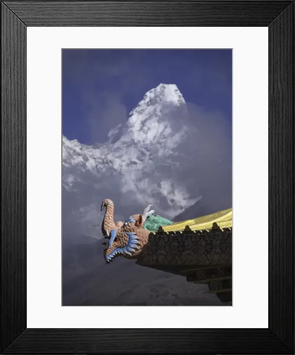 Framed Print : Detail at the Buddhist monastery in Tengboche in the Khumbu region of Nepal with Framed Print : Detail at the Buddhist monastery in Tengboche in the Khumbu region of Nepal with