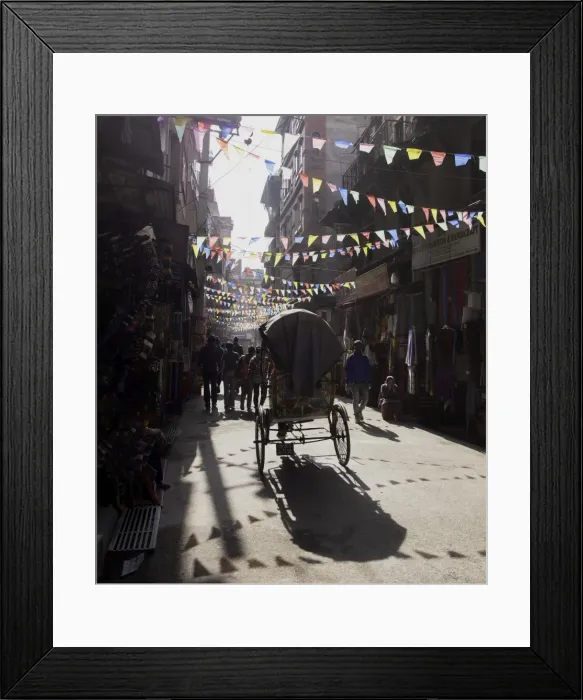 Framed Print : A rickshaw driving through the streets of Kathmandu, Nepal, Asia Framed Print : A rickshaw driving through the streets of Kathmandu, Nepal, Asia