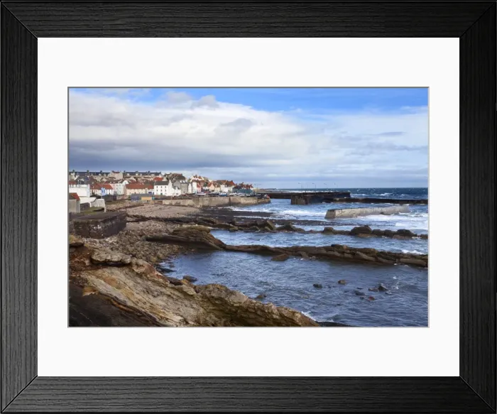 Framed Print : St. Monans fishing village and harbour from the Fife Coast Path, Fife, Scotland, United Kingdom Framed Print : St. Monans fishing village and harbour from the Fife Coast Path, Fife, Scotland, United Kingdom
