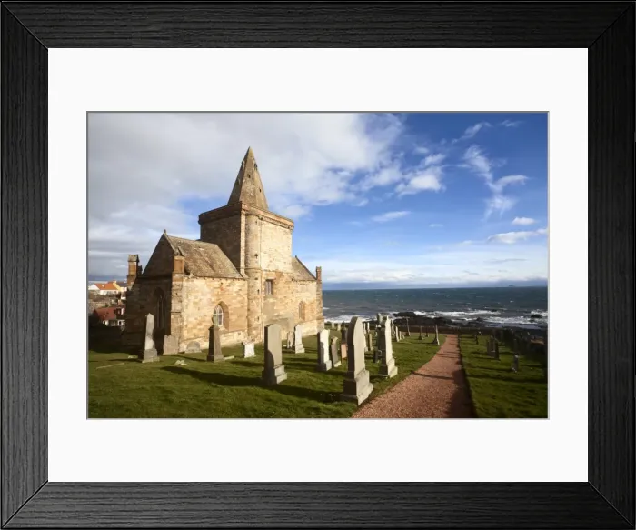 Framed Print : The Auld Kirk and Kirkyard on the Fife Coast at St. Monans, Fife, Scotland, United Kingdom Framed Print : The Auld Kirk and Kirkyard on the Fife Coast at St. Monans, Fife, Scotland, United Kingdom