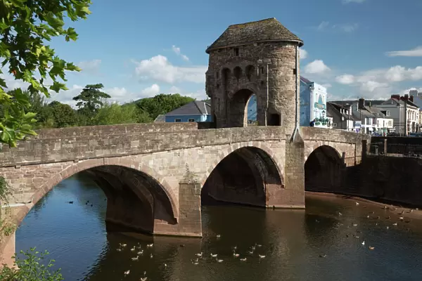 Monnow Bridge and Gate over the River Monnow, Monmouth, Monmouthshire, Wales, United Kingdom