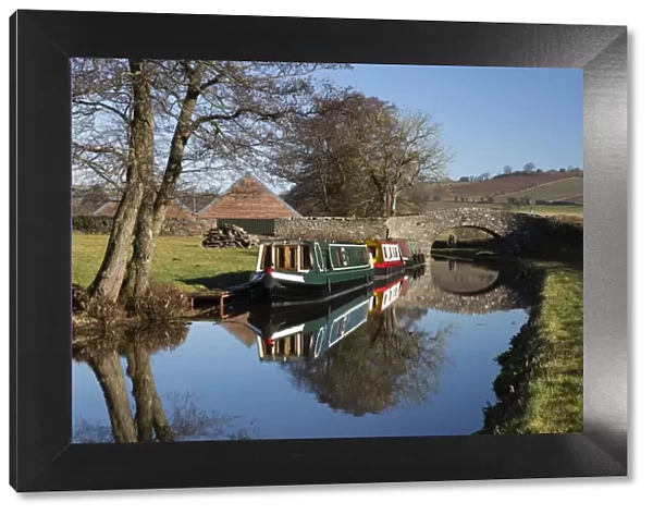Barges on the Monmouthshire and Brecon Canal, Pencelli, Brecon Beacons National Park