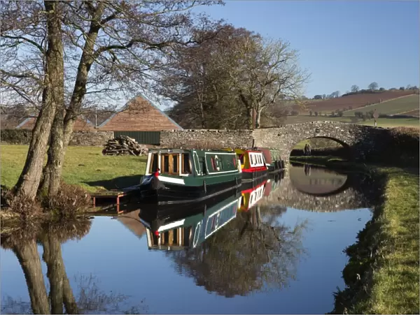 Barges on the Monmouthshire and Brecon Canal, Pencelli, Brecon Beacons National Park