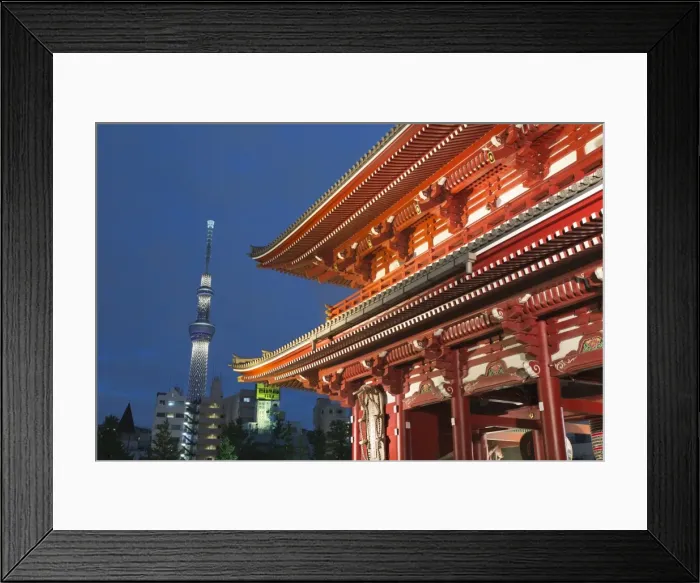 Framed Print : Senso-ji temple and Skytree Tower at night, Asakusa, Tokyo, Japan, Asia Framed Print : Senso-ji temple and Skytree Tower at night, Asakusa, Tokyo, Japan, Asia
