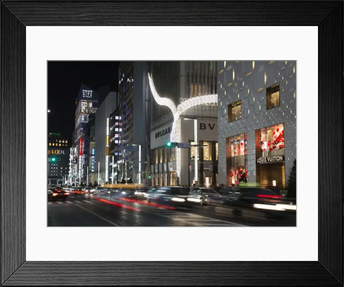 Framed Print : Exclusive designer shops at night, Ginza area, Chuo, Tokyo, Japan, Asia Framed Print : Exclusive designer shops at night, Ginza area, Chuo, Tokyo, Japan, Asia