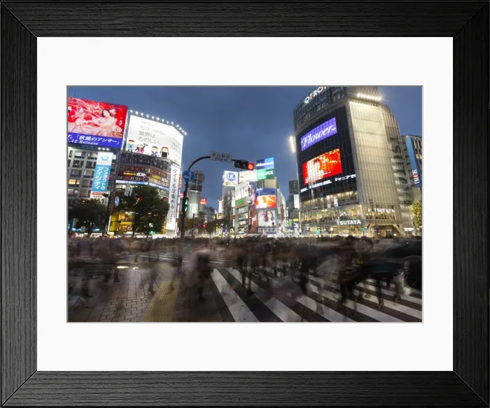 Framed Print : Neon signs and pedestrian crossing (The Scramble) at night, Shibuya Station, Shibuya Framed Print : Neon signs and pedestrian crossing (The Scramble) at night, Shibuya Station, Shibuya