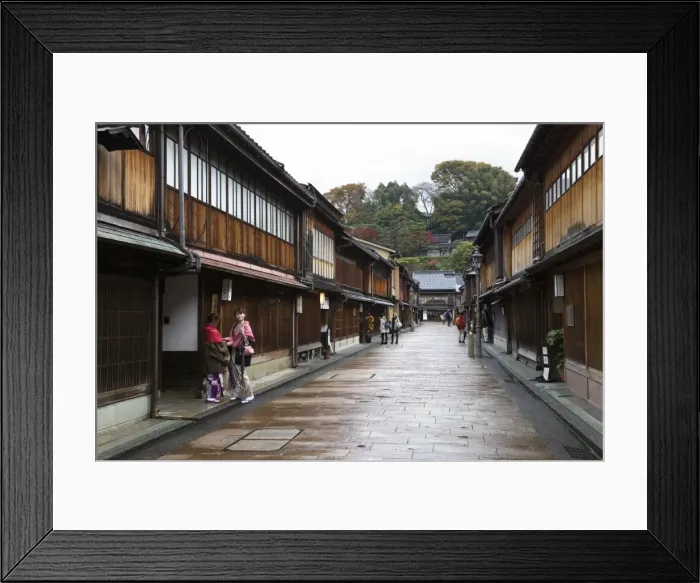 Framed Print : Wooden houses, Higashi Chaya district (Geisha district), Kanazawa, Ishikawa Prefecture