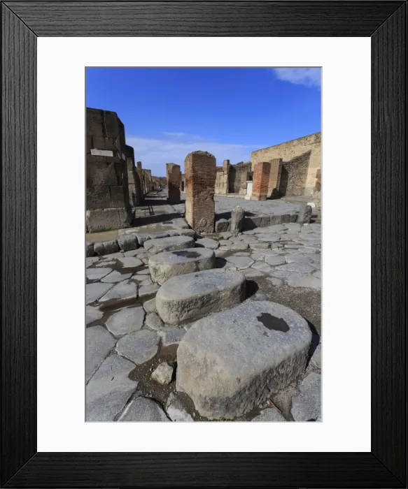 Framed Print : Cobbled street stepping stones, Roman ruins of Pompeii, UNESCO World Heritage Site Framed Print : Cobbled street stepping stones, Roman ruins of Pompeii, UNESCO World Heritage Site