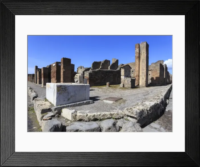 Framed Print : Street corner with public fountain, Roman ruins of Pompeii, UNESCO World Heritage Site Framed Print : Street corner with public fountain, Roman ruins of Pompeii, UNESCO World Heritage Site