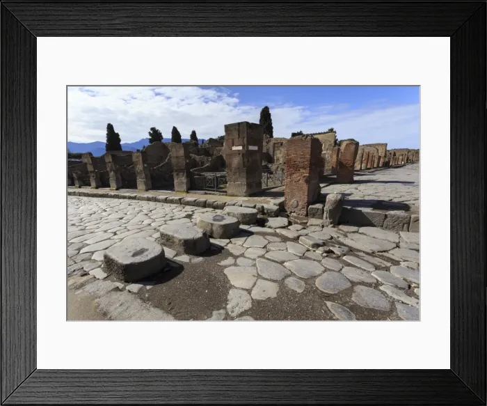 Framed Print : Cobbled street stepping stones, Roman ruins of Pompeii, UNESCO World Heritage Site Framed Print : Cobbled street stepping stones, Roman ruins of Pompeii, UNESCO World Heritage Site