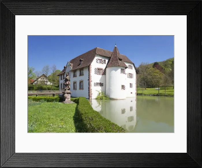 Framed Print : Wasserschloss Inzlingen water castle, Markgraefler Land, Black Forest, Baden- Wurttemberg Framed Print : Wasserschloss Inzlingen water castle, Markgraefler Land, Black Forest, Baden- Wurttemberg