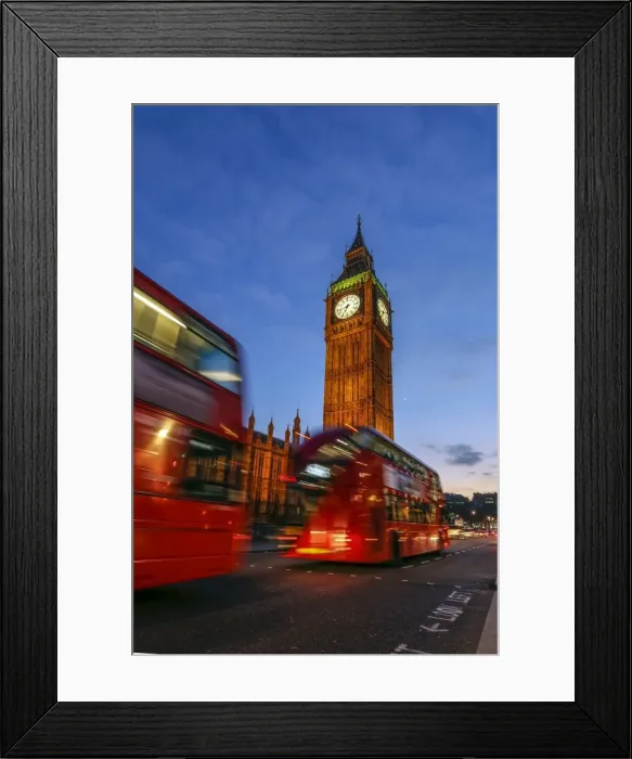 Framed Print : Typical double decker bus and Big Ben, Westminster, London, England, United Kingdom Framed Print : Typical double decker bus and Big Ben, Westminster, London, England, United Kingdom