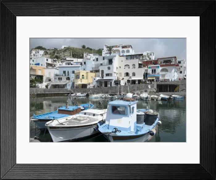 Framed Print : Fishing boats at Borgo Sant Angelo, Ischia, Campania, Italy, Europe Framed Print : Fishing boats at Borgo Sant Angelo, Ischia, Campania, Italy, Europe