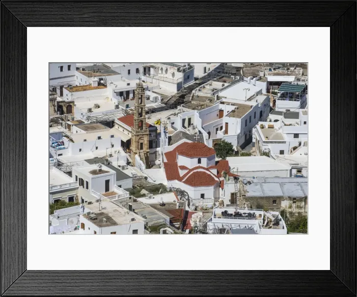 Framed Print : The white houses of the town of Lindos, Rhodes, Dodecanese Islands, Greek Islands Framed Print : The white houses of the town of Lindos, Rhodes, Dodecanese Islands, Greek Islands