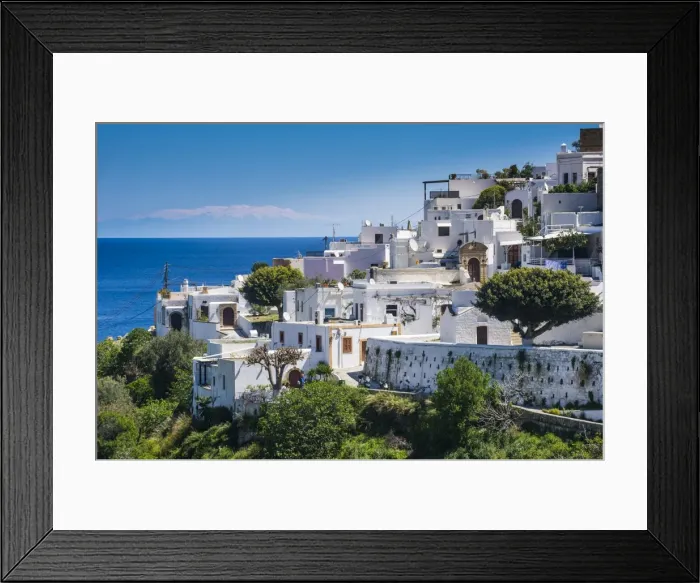 Framed Print : The white houses of the town of Lindos, Rhodes, Dodecanese Islands, Greek Islands Framed Print : The white houses of the town of Lindos, Rhodes, Dodecanese Islands, Greek Islands