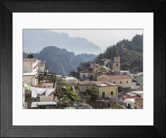 Framed Print : Pogerola and misty hillsides beyond, Costiera Amalfitana (Amalfi Coast), UNESCO World Heritage Site Framed Print : Pogerola and misty hillsides beyond, Costiera Amalfitana (Amalfi Coast), UNESCO World Heritage Site