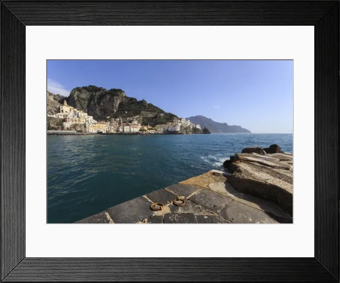 Framed Print : Amalfi harbour quayside and view towards Amalfi town, Costiera Amalfitana (Amalfi Coast) Framed Print : Amalfi harbour quayside and view towards Amalfi town, Costiera Amalfitana (Amalfi Coast)