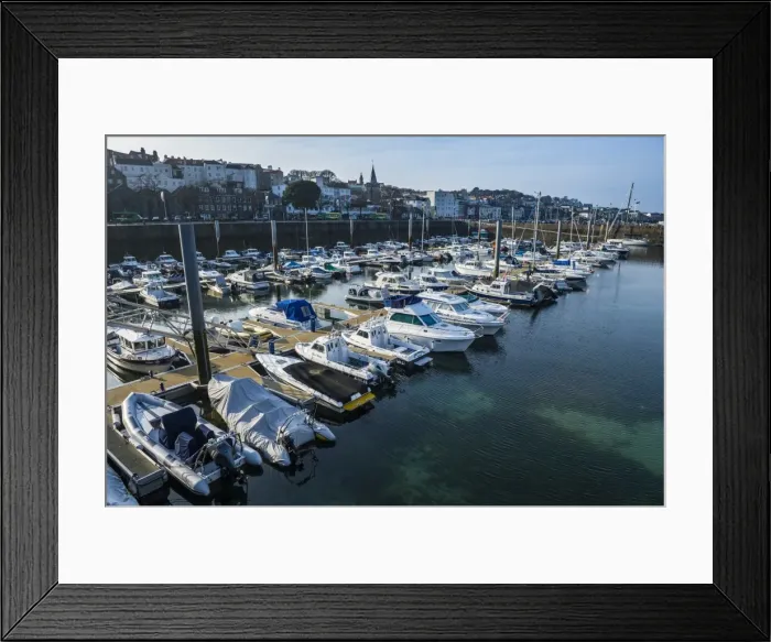 Framed Print : Sport boat harbour in Saint Peter Port, Guernsey, Channel Islands, United Kingdom, Europe Framed Print : Sport boat harbour in Saint Peter Port, Guernsey, Channel Islands, United Kingdom, Europe