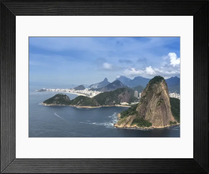 Framed Print : Aerial view of the Sugar Loaf, Copacabana Beach and the Serra da Carioca mountains Framed Print : Aerial view of the Sugar Loaf, Copacabana Beach and the Serra da Carioca mountains