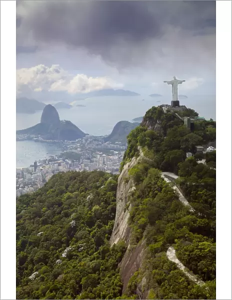 Rio de Janeiro landscape showing Corcovado, the Christ and the Sugar Loaf, UNESCO