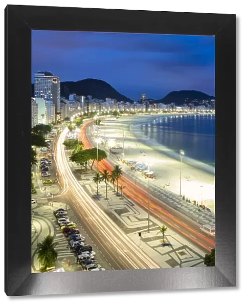 Copacabana beach at night, Rio de Janeiro, Brazil, South America