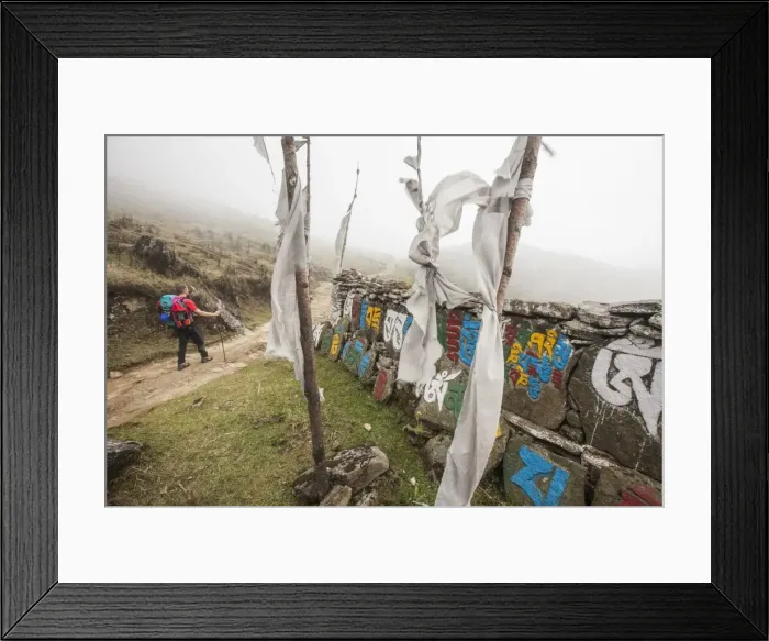 Framed Print : Gateway to Nepal with flags and Buddhist inscriptions near the village of Tumling Framed Print : Gateway to Nepal with flags and Buddhist inscriptions near the village of Tumling