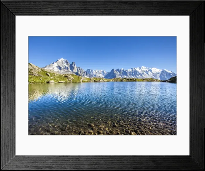 Framed Print : Mont Blanc from Lac des Cheserys, Haute Savoie. French Alps, France, Europe Framed Print : Mont Blanc from Lac des Cheserys, Haute Savoie. French Alps, France, Europe