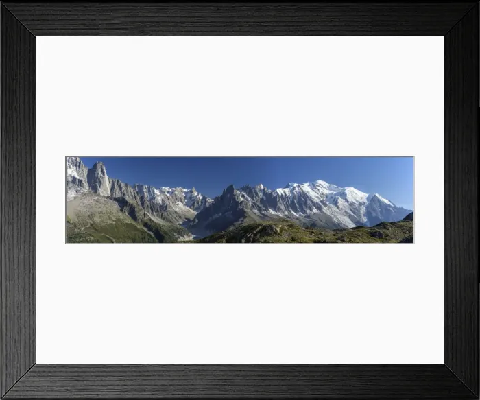 Framed Print : Panorama of the mountain range of Mont Blanc, Haute Savoie, French Alps, France, Europe Framed Print : Panorama of the mountain range of Mont Blanc, Haute Savoie, French Alps, France, Europe