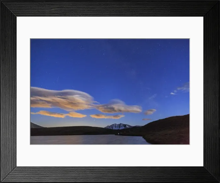 Framed Print : Pink clouds after sunset on Rossett Lake at an altitude of 2709 meters, Gran Paradiso National Park Framed Print : Pink clouds after sunset on Rossett Lake at an altitude of 2709 meters, Gran Paradiso National Park