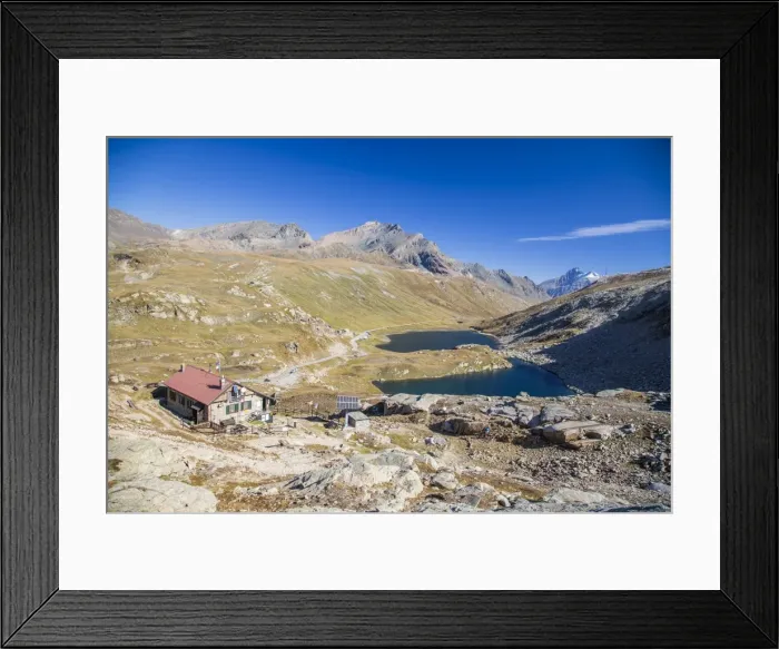 Framed Print : Refuge Citta di Chivasso. Lakes of Nivolet, Valsavarenche, Gran Paradiso National Park Framed Print : Refuge Citta di Chivasso. Lakes of Nivolet, Valsavarenche, Gran Paradiso National Park