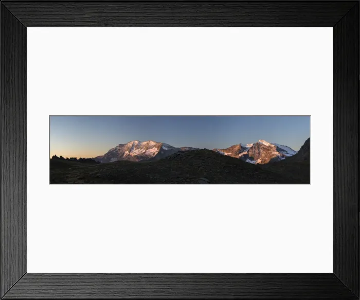 Framed Print : Panorama of Levanne mountains and Aiguille Rousse at sunrise, Gran Paradiso National Park Framed Print : Panorama of Levanne mountains and Aiguille Rousse at sunrise, Gran Paradiso National Park