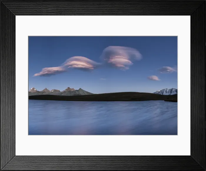 Framed Print : Pink clouds after sunset on Rosset Lake at an altitude of 2709 meters, Gran Paradiso National Park Framed Print : Pink clouds after sunset on Rosset Lake at an altitude of 2709 meters, Gran Paradiso National Park