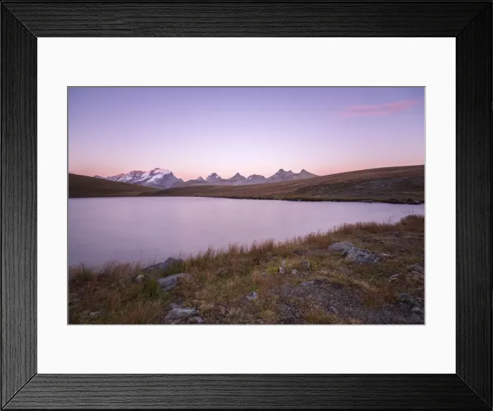 Framed Print : Sunset on Rosset Lake at an altitude of 2709 meters, Gran Paradiso National Park Framed Print : Sunset on Rosset Lake at an altitude of 2709 meters, Gran Paradiso National Park