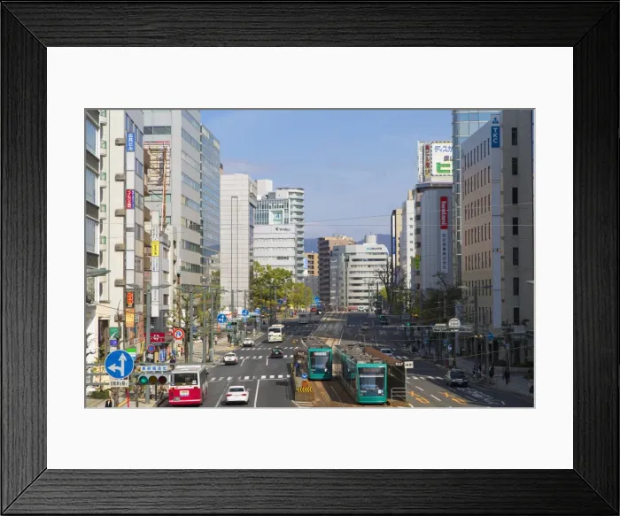 Framed Print : Trams and traffic, Hiroshima, Hiroshima Prefecture, Japan, Asia Framed Print : Trams and traffic, Hiroshima, Hiroshima Prefecture, Japan, Asia