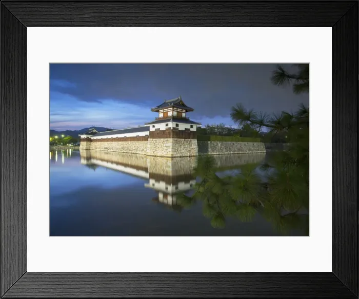 Framed Print : Tower and moat of Hiroshima castle at dusk, Hiroshima, Hiroshima Prefecture, Japan, Asia Framed Print : Tower and moat of Hiroshima castle at dusk, Hiroshima, Hiroshima Prefecture, Japan, Asia