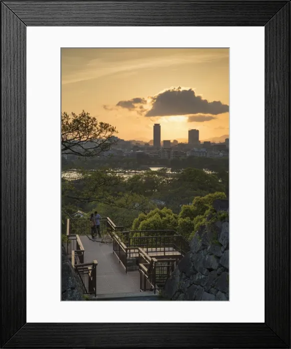 Framed Print : Couple at Fukuoka Castle ruins at sunset, Fukuoka, Kyushu, Japan, Asia Framed Print : Couple at Fukuoka Castle ruins at sunset, Fukuoka, Kyushu, Japan, Asia