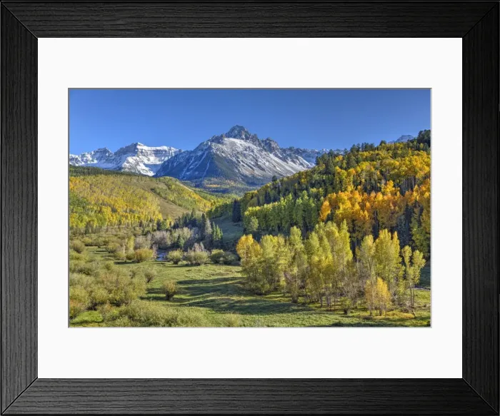 Framed Print : Fall Colors, of Road 7, Sneffle Range in the background, near Ouray, Colorado, United Framed Print : Fall Colors, of Road 7, Sneffle Range in the background, near Ouray, Colorado, United