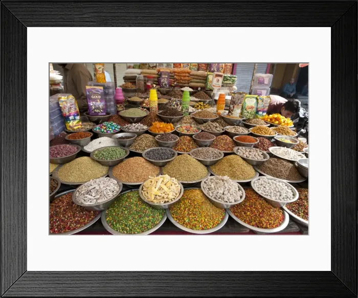 Framed Print : Spice and sweet stall in the market, Ahmedabad, Gujarat, India, Asia Framed Print : Spice and sweet stall in the market, Ahmedabad, Gujarat, India, Asia
