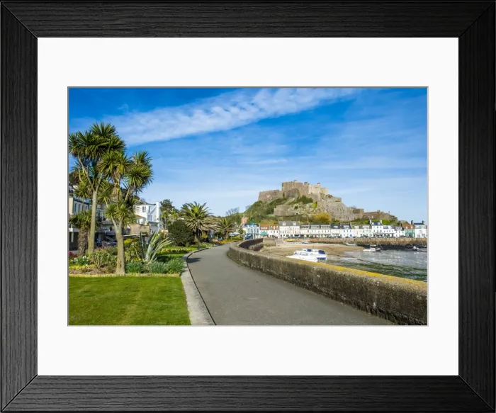 Framed Print : The town of Mont Orgueil and its castle, Jersey, Channel Islands, United Kingdom, Europe Framed Print : The town of Mont Orgueil and its castle, Jersey, Channel Islands, United Kingdom, Europe
