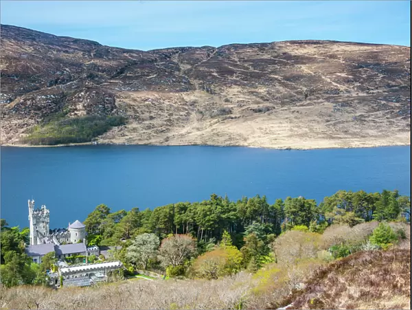 Glenveagh castle on lake Lough Beagh in the Glenveagh National Park, County Donegal