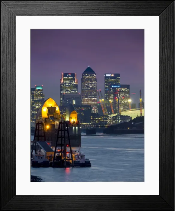 Framed Print : Canary Wharf and Docklands skyline from Woolwich, London, England, United Kingdom, Europe Framed Print : Canary Wharf and Docklands skyline from Woolwich, London, England, United Kingdom, Europe