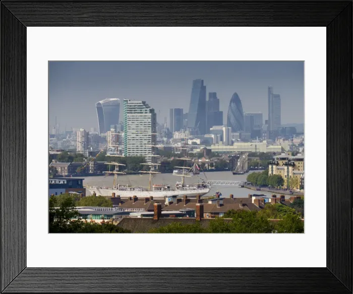 Framed Print : Tall Ships Festival on River Thames, with City skyline including the Walkie Talkie Framed Print : Tall Ships Festival on River Thames, with City skyline including the Walkie Talkie