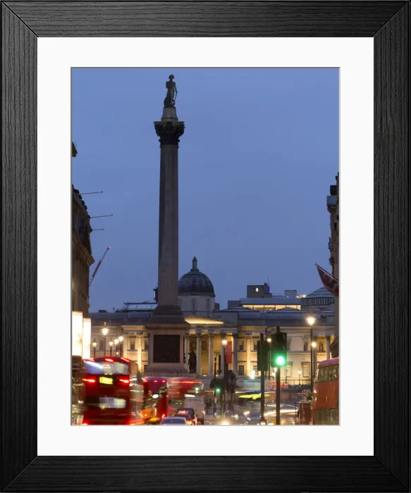 Framed Print : Nelsons Column and National Gallery at dusk, Trafalgar Square, London, England United Kingdom Framed Print : Nelsons Column and National Gallery at dusk, Trafalgar Square, London, England United Kingdom