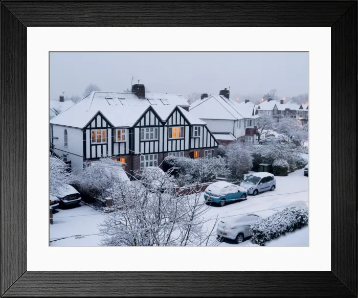 Framed Print : Suburban houses in winter, Surrey, England, United Kingdom, Europe Framed Print : Suburban houses in winter, Surrey, England, United Kingdom, Europe