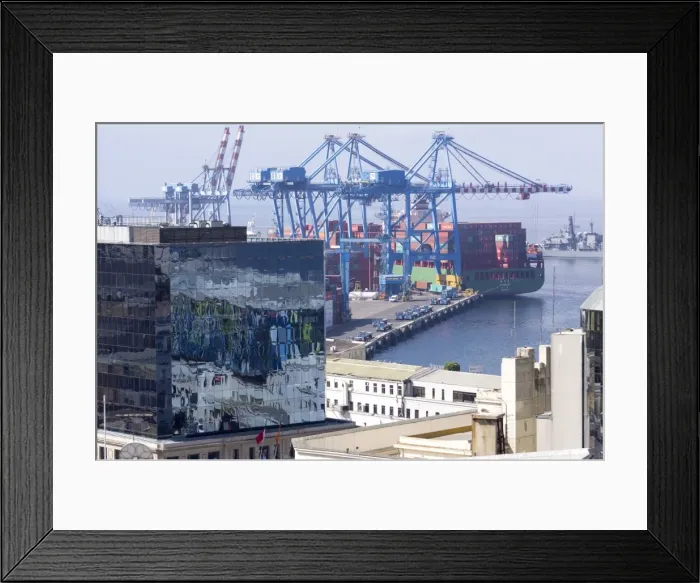 Framed Print : Aerial view of harbour, Valparaiso, UNESCO World Heritage Site, Chile, South America Framed Print : Aerial view of harbour, Valparaiso, UNESCO World Heritage Site, Chile, South America