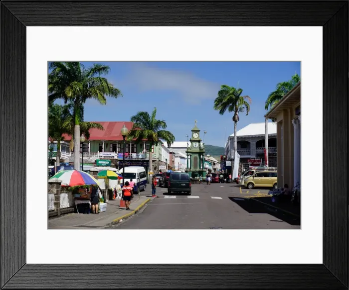 Framed Print : Clock Tower in the centre of capital, Piccadilly Circus, Basseterre, St. Kitts, St Framed Print : Clock Tower in the centre of capital, Piccadilly Circus, Basseterre, St. Kitts, St