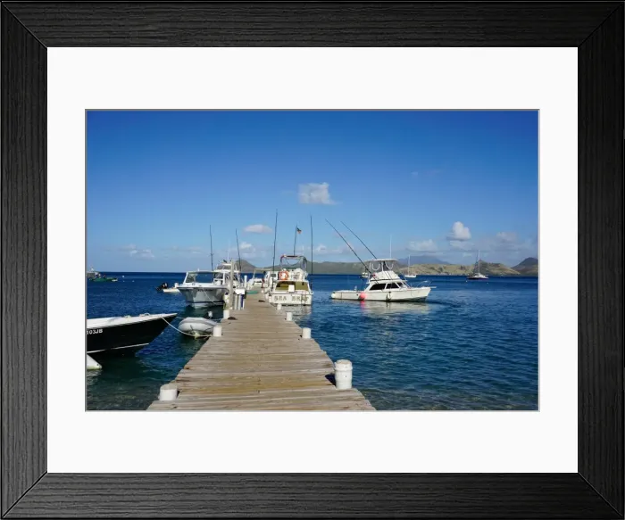 Framed Print : Dock at Oualie Beach, Nevis, St. Kitts and Nevis, Leeward Islands, West Indies, Caribbean Framed Print : Dock at Oualie Beach, Nevis, St. Kitts and Nevis, Leeward Islands, West Indies, Caribbean